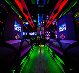 24 passenger bus with neon lights